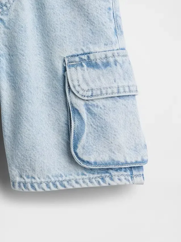 Bebek & Yürümeye Başlayan Çocuk İçin Ultra Yumuşak Denim Çekip Giyilebilir Kargo Şort