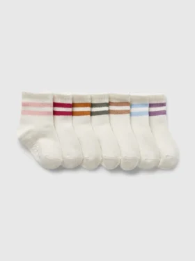 Bebek & Yürümeye Başlayan Çocuk İçin Varsity Çizgili Çeyrek Boy Çoraplar (7'li Paket)
