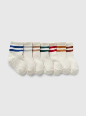 Bebek & Yürümeye Başlayan Çocuk İçin Varsity Çizgili Çeyrek Boy Çoraplar (7'li Paket)