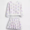 Bebek & Yürümeye Başlayan Çocuk İçin Vintagesoft Çiçek Desenli Etek-Tişört Seti