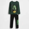 Bebek & Yürümeye Başlayan Çocuk İçin Wicked Organik Fırçalanmış Pamuklu Pijama Seti