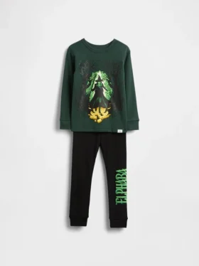 Bebek & Yürümeye Başlayan Çocuk İçin Wicked Organik Fırçalanmış Pamuklu Pijama Seti