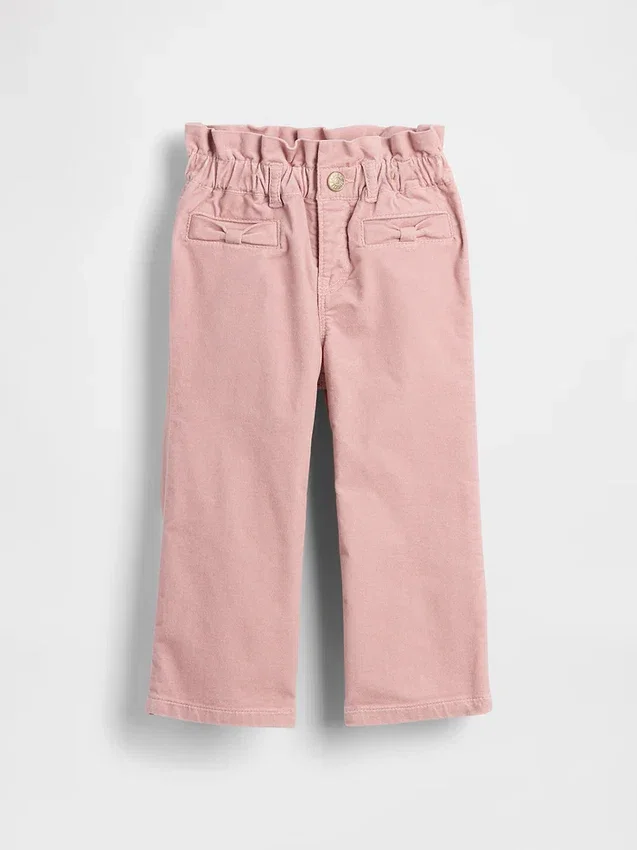 Bebek & Yürümeye Başlayan Çocuk Kadife Fiyonklu Geniş Paça Jean