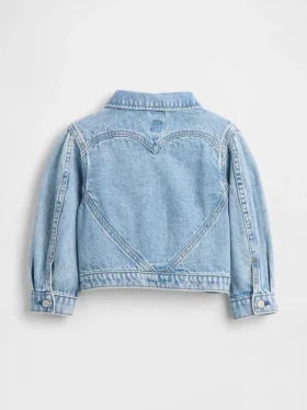Bebek & Yürümeye Başlayan Çocuk Kalp Desenli Denim Ceket