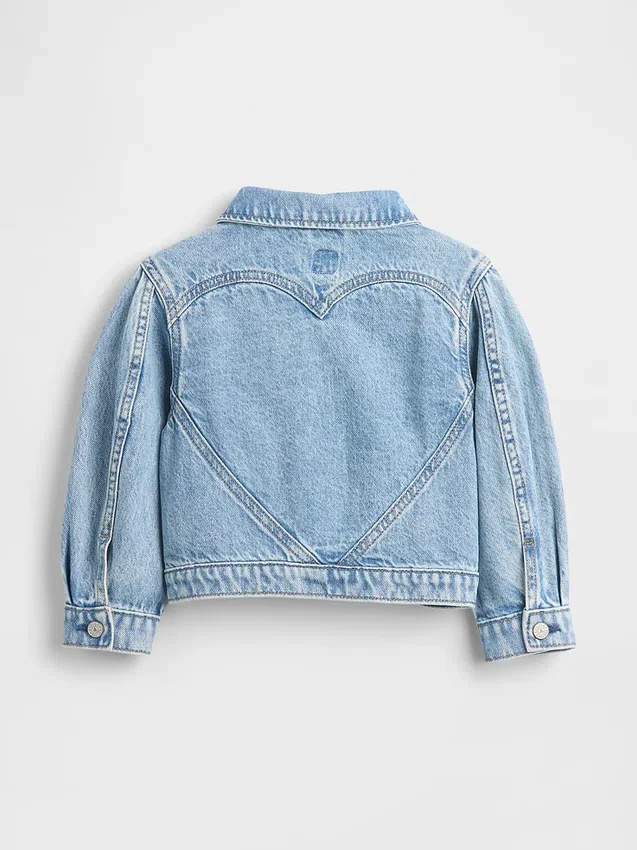 Bebek & Yürümeye Başlayan Çocuk Kalp Desenli Denim Ceket