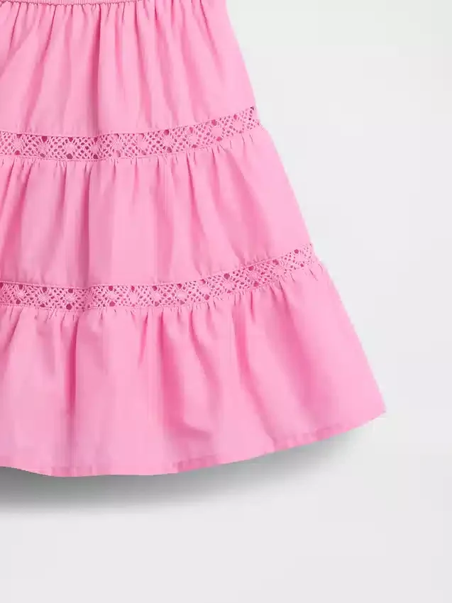 Bebek & Yürümeye Başlayan Çocuk Katlı Dantel Süslemeli Elbise