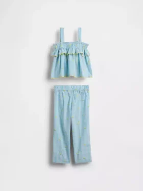 Bebek & Yürümeye Başlayan Çocuk Limon Desenli Gingham Kıyafet Seti