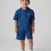 Bebek & Yürümeye Başlayan Çocuk Pamuklu Gazlı Kumaş Denim Kıyafet Seti