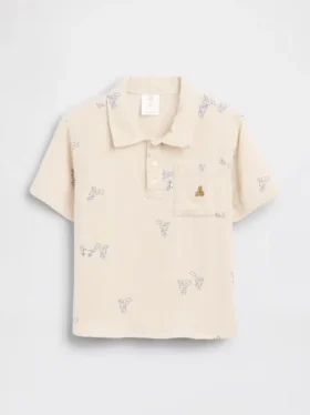 Bebek & Yürümeye Başlayan Çocuk Pamuklu Gazlı Kumaş Desenli Polo Tişört