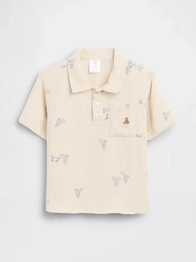 Bebek & Yürümeye Başlayan Çocuk Pamuklu Gazlı Kumaş Desenli Polo Tişört
