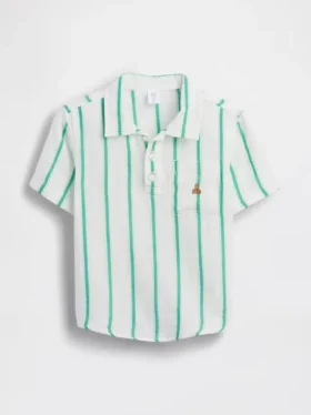 Bebek & Yürümeye Başlayan Çocuk Pamuklu Gazlı Kumaş Desenli Polo Tişört