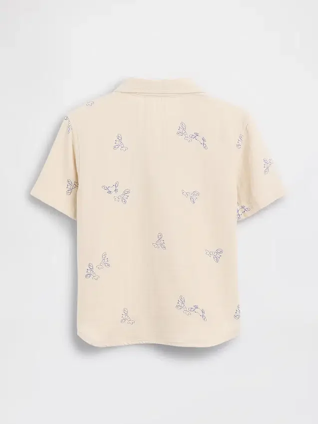Bebek & Yürümeye Başlayan Çocuk Pamuklu Gazlı Kumaş Desenli Polo Tişört