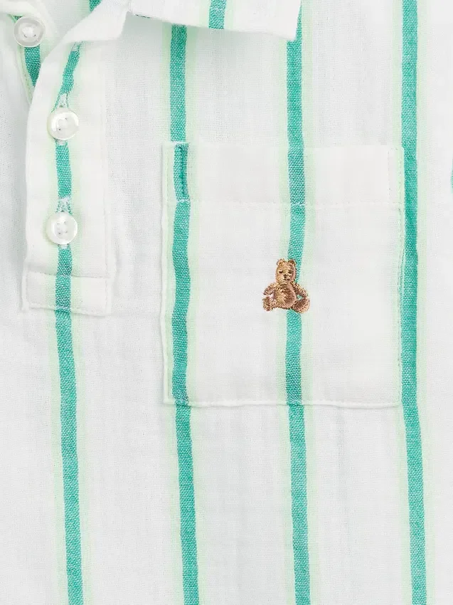 Bebek & Yürümeye Başlayan Çocuk Pamuklu Gazlı Kumaş Desenli Polo Tişört