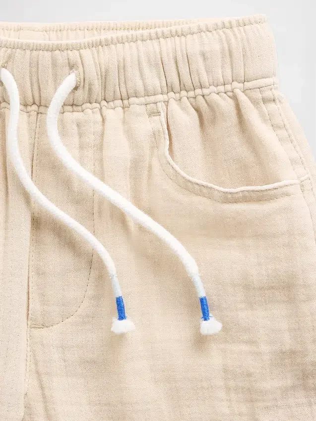 Bebek & Yürümeye Başlayan Çocuk Pamuklu Gazlı Kumaş Çekip Giyilen Geniş Paça Pantolon