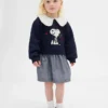 Bebek & Yürümeye Başlayan Çocuk Snoopy Fırfırlı Yakalı Sweatshirt Elbise