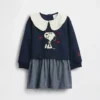 Bebek & Yürümeye Başlayan Çocuk Snoopy Fırfırlı Yakalı Sweatshirt Elbise