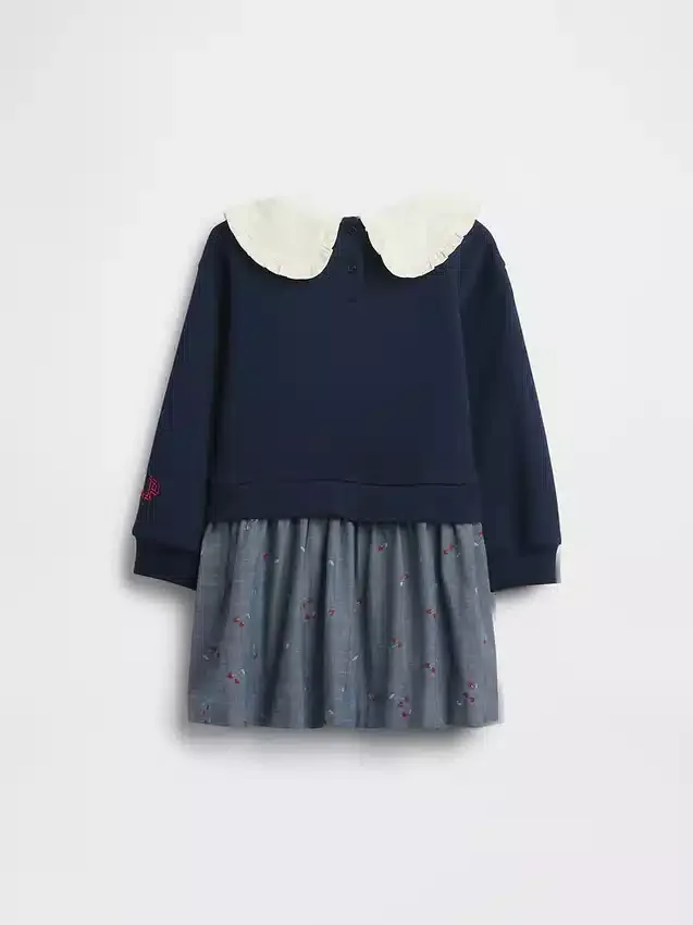 Bebek & Yürümeye Başlayan Çocuk Snoopy Fırfırlı Yakalı Sweatshirt Elbise