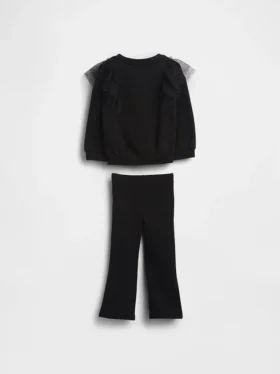 Bebek & Yürümeye Başlayan Çocuk Tül Sweatshirt ve Ribana Geniş Paça Tayt Seti