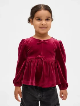 Bebek & Yürümeye Başlayan Çocuk Velur Fiyonklu Üst