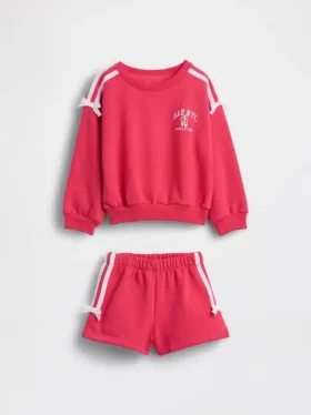 Bebek & Yürümeye Başlayan Çocuk Vintagesoft Fiyonklu Logo Sweatshirt Seti