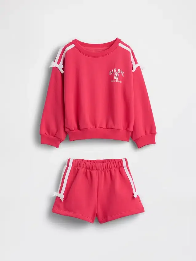 Bebek & Yürümeye Başlayan Çocuk Vintagesoft Fiyonklu Logo Sweatshirt Seti