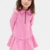 Bebek & Yürümeye Başlayan Çocuk Yarım Fermuarlı Başından Giyilen Sweatshirt Elbise