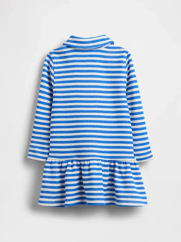 Bebek & Yürümeye Başlayan Çocuk Yarım Fermuarlı Başından Giyilen Sweatshirt Elbise