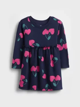 Bebek & Yürümeye Başlayan Çocuklar İçin Bel Kısmında Fırfırlı Sweatshirt Elbise