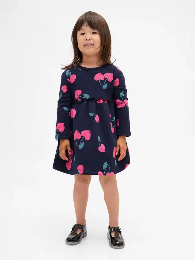 Bebek & Yürümeye Başlayan Çocuklar İçin Bel Kısmında Fırfırlı Sweatshirt Elbise