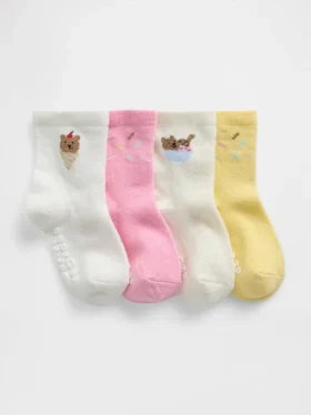 Bebek & Yürümeye Başlayan Çocuklar İçin Brannan Bear Dondurma Çorapları (4'lü Paket)