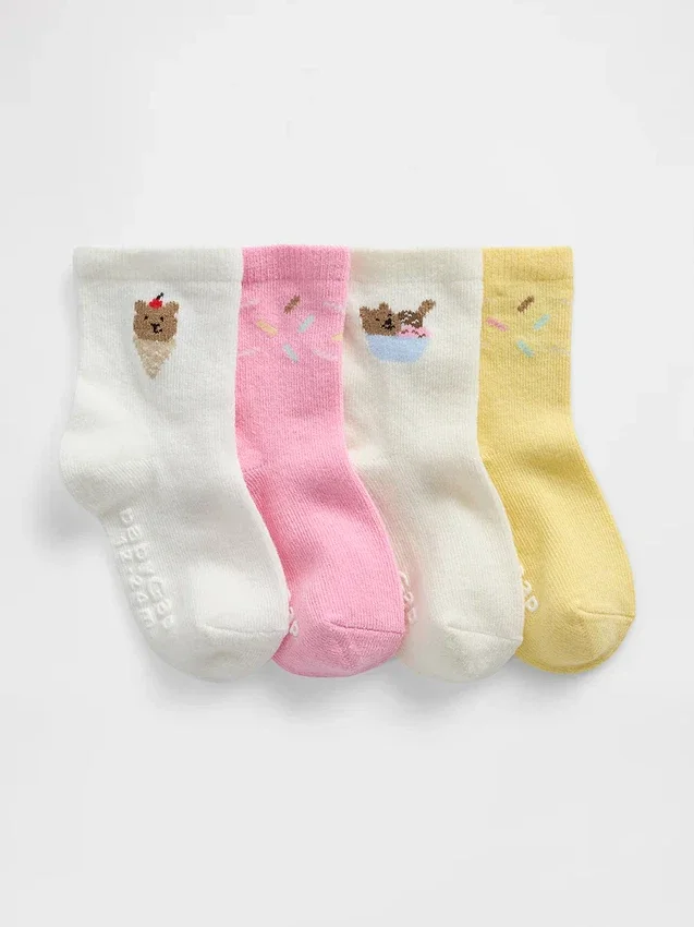 Bebek & Yürümeye Başlayan Çocuklar İçin Brannan Bear Dondurma Çorapları (4'lü Paket)