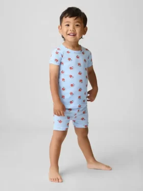 Bebek & Yürümeye Başlayan Çocuklar İçin Brannan Bear Organik Fırçalanmış Pamuklu Pijama Şort Seti