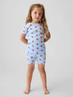 Bebek & Yürümeye Başlayan Çocuklar İçin Brannan Bear Organik Fırçalanmış Pamuklu Pijama Şort Seti