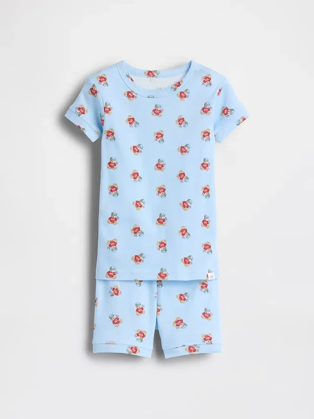Bebek & Yürümeye Başlayan Çocuklar İçin Brannan Bear Organik Fırçalanmış Pamuklu Pijama Şort Seti
