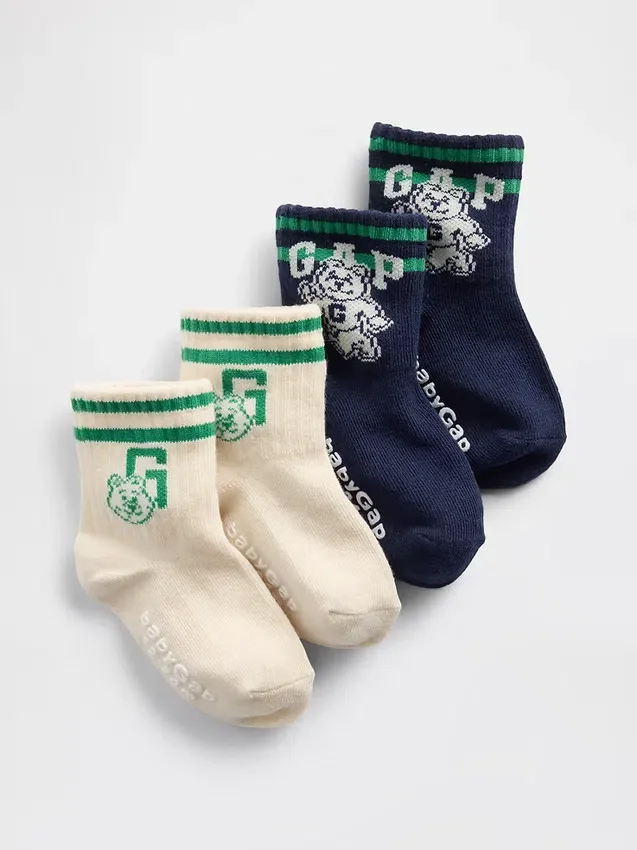 Bebek & Yürümeye Başlayan Çocuklar İçin Brannan Bear Varsity Logolu Crew Çoraplar (2'li Paket)