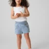 Bebek & Yürümeye Başlayan Çocuklar İçin Denizci Desenli Gingham Denim Çekip Giyilebilen Şortlar