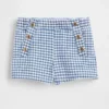 Bebek & Yürümeye Başlayan Çocuklar İçin Denizci Desenli Gingham Denim Çekip Giyilebilen Şortlar