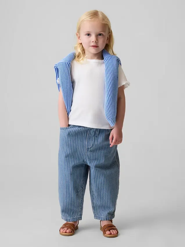 Bebek & Yürümeye Başlayan Çocuklar İçin Çekip Giyilebilen Barrel Jean'ler