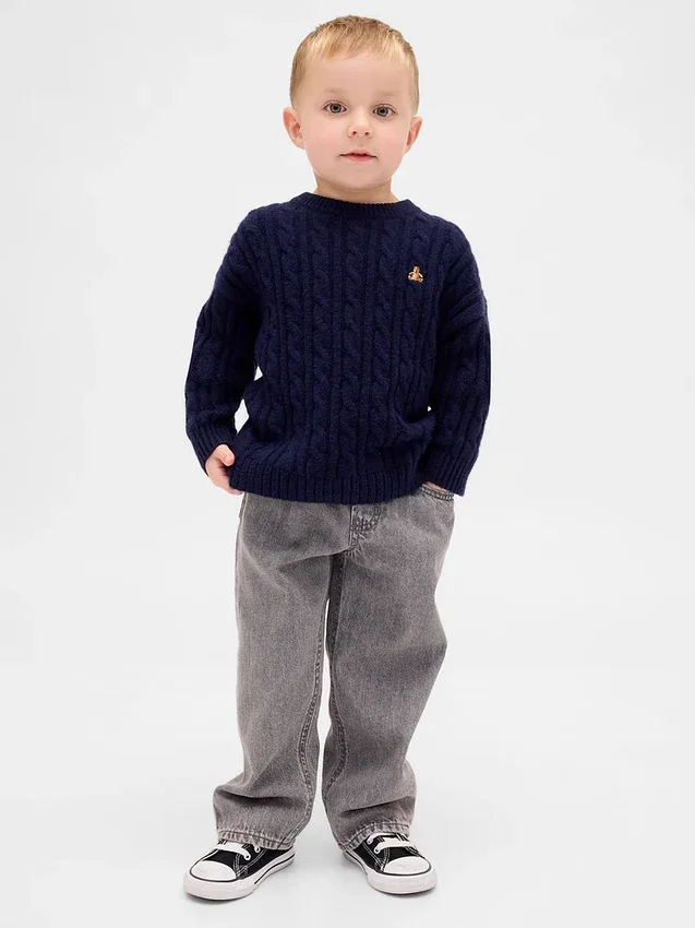 Bebek & Yürümeye Başlayan Çocuklar İçin Çekip Giyilebilen Bol Kesim Jean
