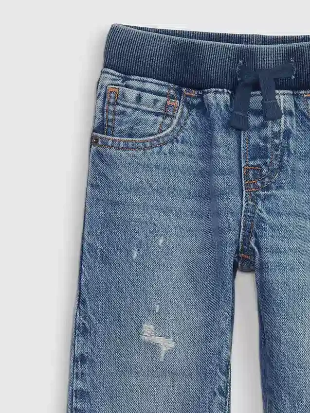 Bebek & Yürümeye Başlayan Çocuklar İçin Çekip Giyilebilen Orijinal Düz Kesim Jean