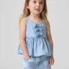 Bebek & Yürümeye Başlayan Çocuklar İçin Fiyonklu Denim Tank Top