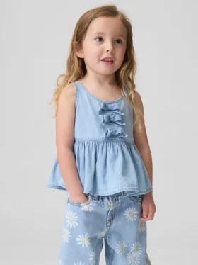 Bebek & Yürümeye Başlayan Çocuklar İçin Fiyonklu Denim Tank Top