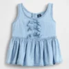 Bebek & Yürümeye Başlayan Çocuklar İçin Fiyonklu Denim Tank Top