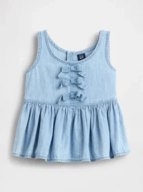 Bebek & Yürümeye Başlayan Çocuklar İçin Fiyonklu Denim Tank Top