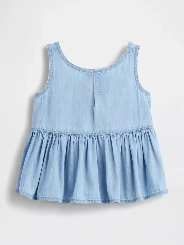 Bebek & Yürümeye Başlayan Çocuklar İçin Fiyonklu Denim Tank Top