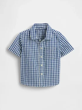 Bebek & Yürümeye Başlayan Çocuklar İçin Gingham Desenli Büyük Boy Denim Gömlek
