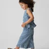 Bebek & Yürümeye Başlayan Çocuklar İçin Gingham Desenli Denim Fırfırlı Etek Uçlu Kombin Seti