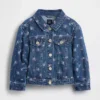 Bebek & Yürümeye Başlayan Çocuklar İçin Çiçek Desenli Denim Ceket