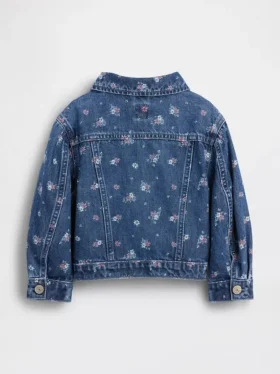 Bebek & Yürümeye Başlayan Çocuklar İçin Çiçek Desenli Denim Ceket
