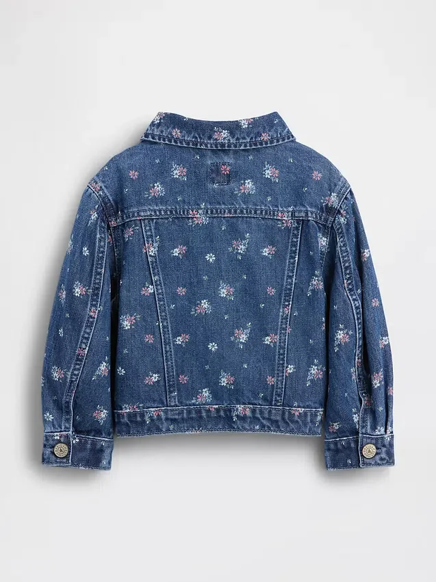Bebek & Yürümeye Başlayan Çocuklar İçin Çiçek Desenli Denim Ceket